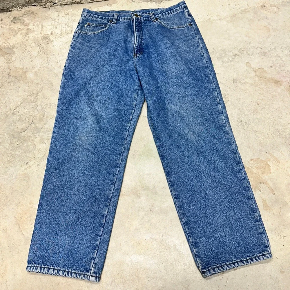 Vintage Denim Jeans Sz 36x29 Blue Straight Leg High Rise Cotton Blend‎ LL BEAN